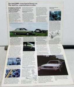 1978 Audi Dealer Sales Brochure Folder 5000 & Fox Features Specifications