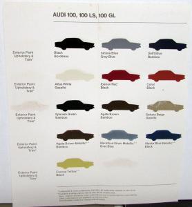 1973 Audi Dealer Sales Brochure Folder Exterior Color Options Paint Chips