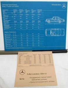 1976 Mercedes-Benz Dealer Sales Brochure Full Line Features & Specifications