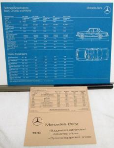 1976 Mercedes-Benz Dealer Sales Brochure Full Line Features & Specifications