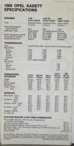 1969 Opel Kadett Buick Exterior Color Paint Chips Folder Specs Models Original