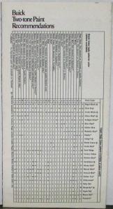 1975 Buick Exterior Colors Paint Chips 2 Tone & Top Recommedations Sales Folder
