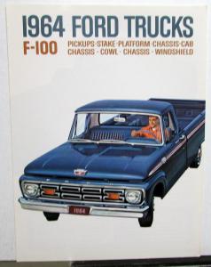 1964 Ford F-100 Pickup Stake Platform Chassis Cab Truck Sales Folder Revised