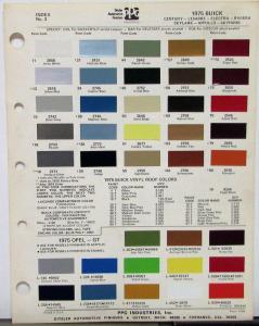 1975 Buick & Opel PPG Paint Chips Exterior & Interior Color Information Original