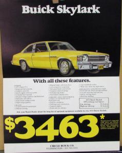 1975 Buick Skylark Back by Popular Demand Sales Folder MAILER Original