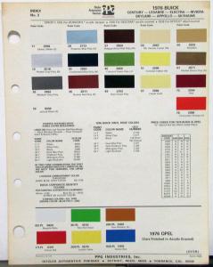 1976 Buick Paint Chips Century LeSabre Electra Riviera Skylark Hawk Apollo Opel