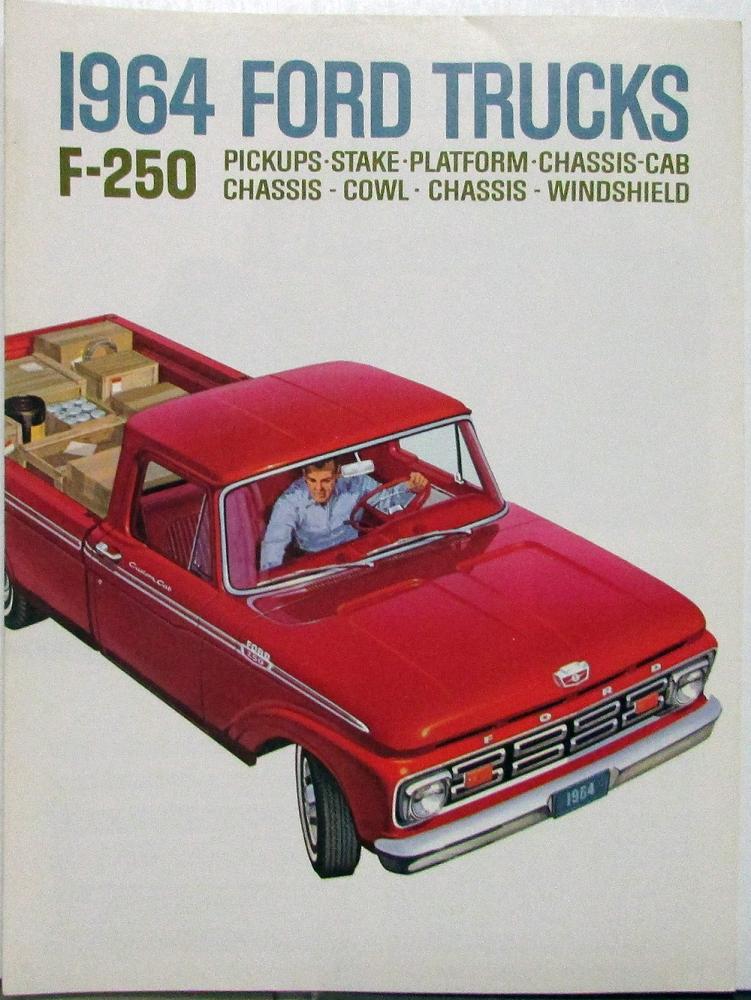 1964 Ford F-250 Pickup Stake Platform Chassis Truck Sales Brochure Folder Orig