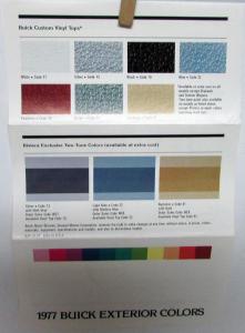 1977 Buick Exterior Colors Paint Chips & Metallics Sales Folder Original