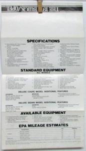 1977 Buick Opel Coupe Sedan Sales Folder with Specs Equip MPG Original