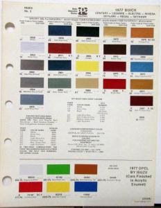 1977 Buick Regal Skylary LeSabre Riviera & Opel Isuzu PPG Paint Chips Original