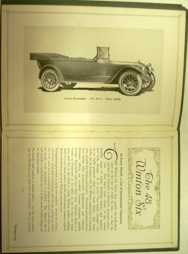 1917 Winton Six 48 Auto Sales Brochure with Prices ORIGINAL