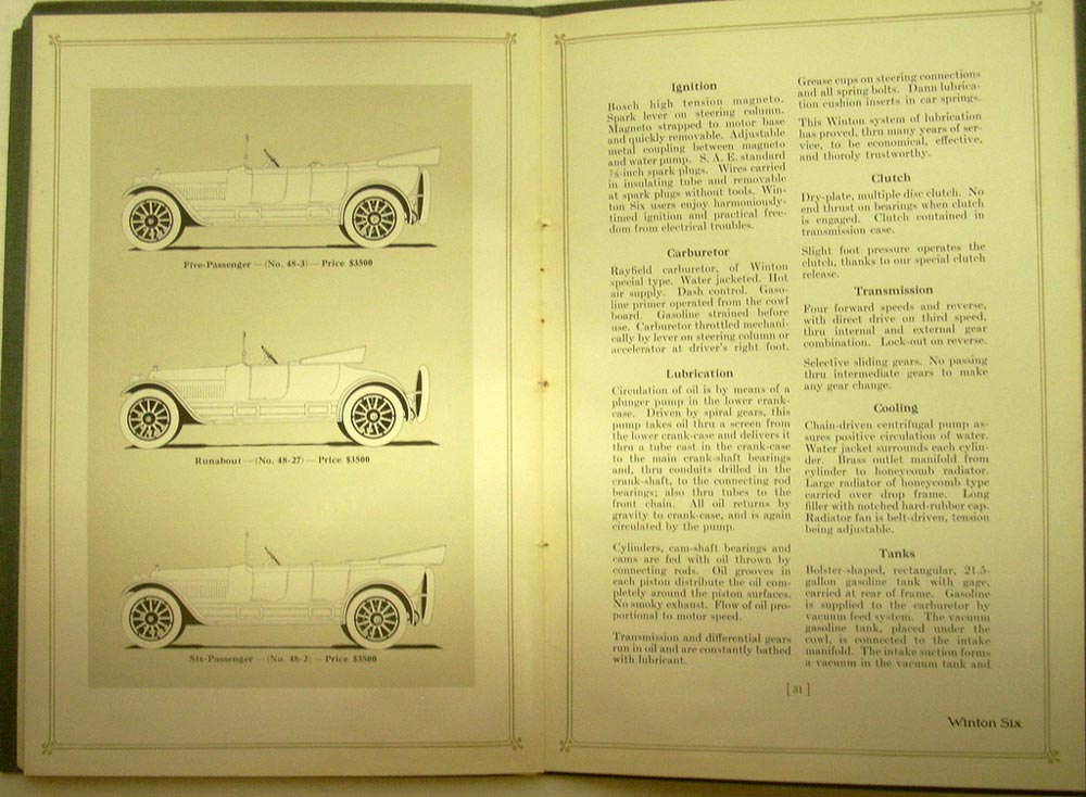 1917 Winton Six 48 Auto Sales Brochure with Prices ORIGINAL