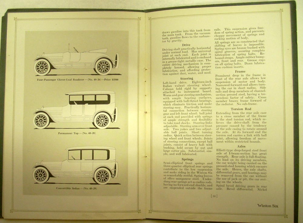 1917 Winton Six 48 Auto Sales Brochure with Prices ORIGINAL