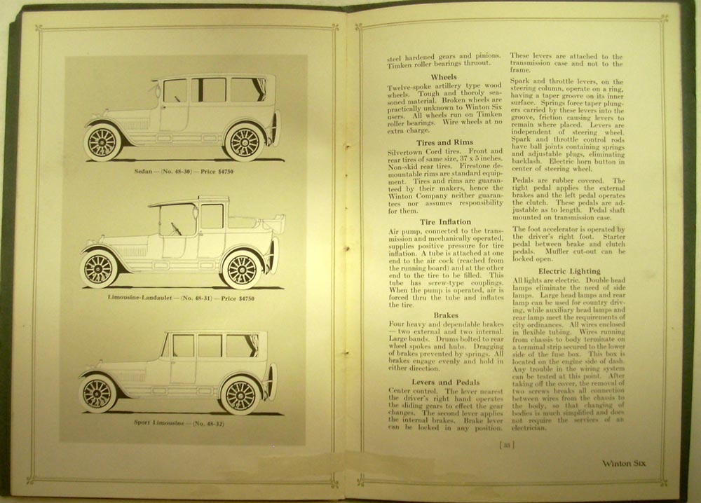 1917 Winton Six 48 Auto Sales Brochure with Prices ORIGINAL