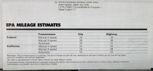 1978 Buick Opel Interior Exterior Colors Specifications & EPA Sales Folder Orig