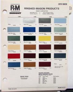1978 Buick Color Paint Chips by RM Inmont Original