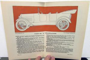 1915 Paige 36 & 46 Roadster Touring Coupe Car Sales Brochure Features Specs Orig
