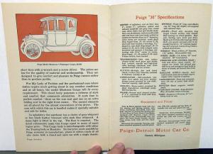 1915 Paige 36 & 46 Roadster Touring Coupe Car Sales Brochure Features Specs Orig