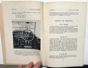 1931 Vauxhall VX Type Owners Manual Special Overseas Model Care & Op Instruction