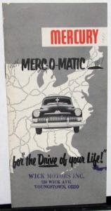 1951 Mercury Dealer Pocket Sales Brochure Merc-O-Matic Automatic Transmission