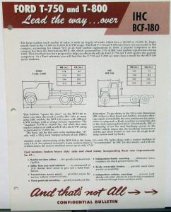 1961 Ford T 750 800 Vs IHC BCF 180 182 Comparison Bulletin Dealer Item Original