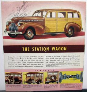 1940 Chevrolet Dealer Sales Brochure Convertible Cabriolet Station Wagon Woody
