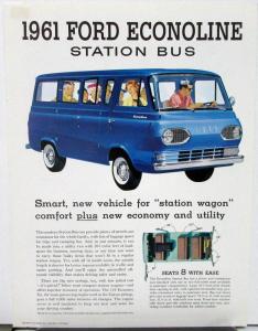 1961 Ford Econoline Station Bus Sales Sheet & Specifications REVISED Original