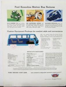 1961 Ford Econoline Station Bus Sales Sheet & Specifications REVISED Original
