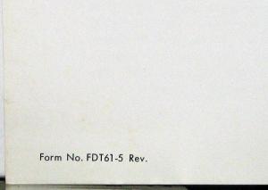 1961 Ford Econoline Station Bus Sales Sheet & Specifications REVISED Original