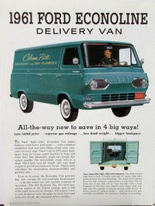 1961 Ford Econoline Delivery Van Truck Sales Sheet & Specifications REVISED Orig