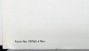 1961 Ford Econoline Delivery Van Truck Sales Sheet & Specifications REVISED Orig