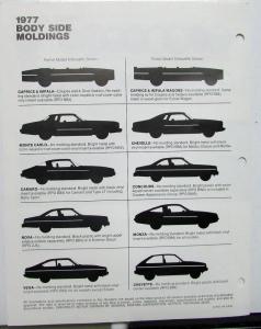 1977 Chevrolet Fleet Advance Ordering Guide Car Model Data Options Colors Specs
