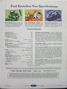 1962 Ford Econoline Van Truck Model Sale Folder & Specification Original REVISED