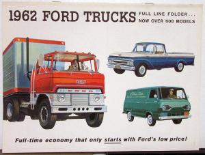 1962 Ford Truck Pickup Van Falcon Series F C B P T H Full Line Sales Brochur Rev