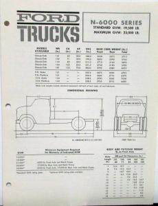 1963 Ford N-6000 Series Chassis Cab Stake Platform Trucks Spec Folder Original