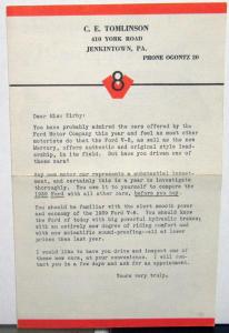 1939 Ford V8 DeLuxe Fordor & Tudor Sedan Dealer Invitation Sale Folder Tomlinson