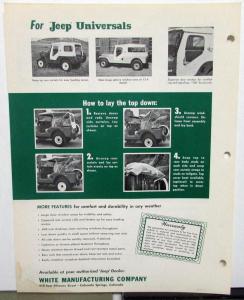 Early 1960s Jeep Aftermarket Accessories Sheets Universal Gladiator Wagoneer