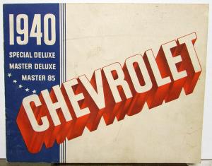 1940 Chevrolet Special Deluxe Master Deluxe Master 85 Color Sales Brochure Orig