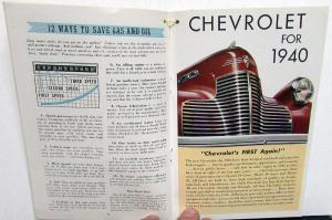 1940 Chevrolet Dealer Sales Brochure Year Book Almanac Cabriolet Coupe Sedan 40