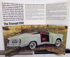 1961 Triumph 1200 Dealer Sales Brochure Folder First Year Economy Convertible