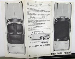 1961 Triumph 1200 Dealer Sales Brochure Folder First Year Economy Convertible