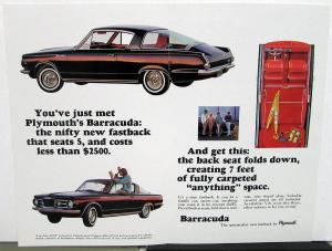 1964 Plymouth Barracuda Dealer Sales Brochure Folder New Fastback Introduction