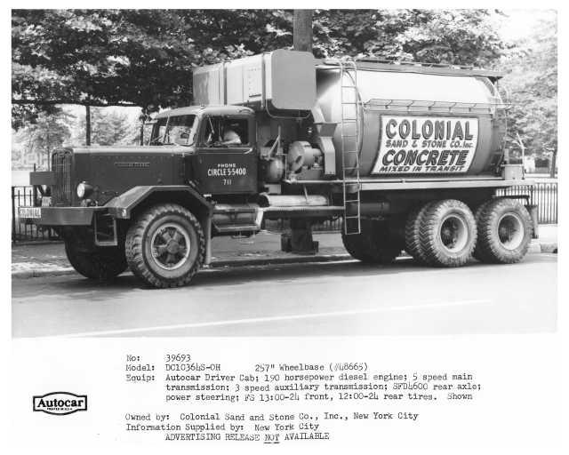 1953 Autocar DC10364S-OH Truck Press Photo Lot 0010 - Colonial Sand & Stone Co