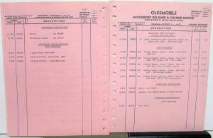1956 Oldsmobile Dealer Parts Book Supplements Accessory Release & Change Notice