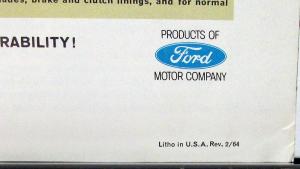 1964 Ford F 350 Truck Pickup Stake Chassis Platform Sales Folder REV Feb 64