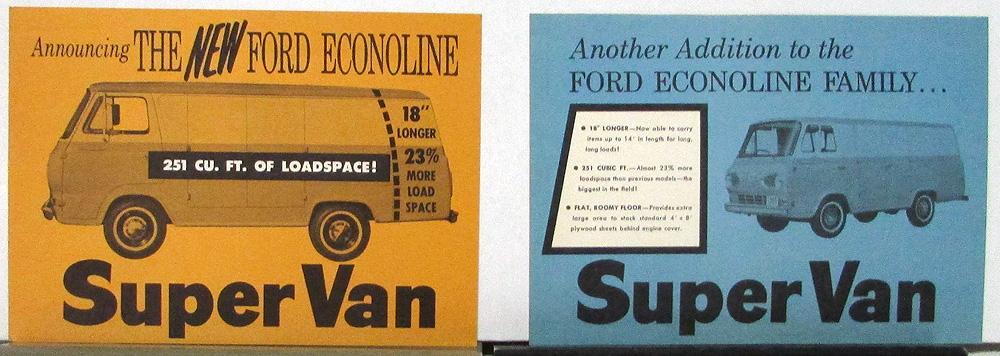 1965 Ford Econoline Super Van Post Cards Features & Loadspace Set of 2 Original