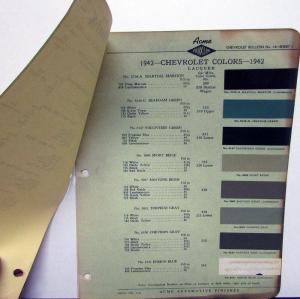 1942 Chevrolet Color Paint Chips Automotive Finishes Original Acme