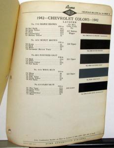 1942 Chevrolet Color Paint Chips Automotive Finishes Original Acme