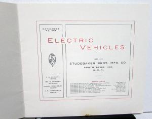 1902 Studebaker Electric Vehicles Catalogue No 209 Dealer sales Brochure Repro