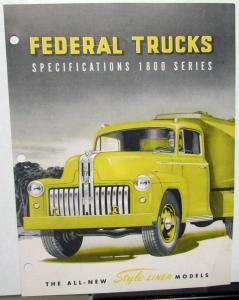 1953 Federal Trucks Dealer Sales Brochure 1800 Series Style Liner Models Specs
